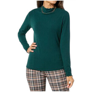 Christie Brinkley Women's Mock Neck Top Pine - Regular